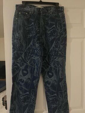 Nasty Gal Womens Blue Graphic Pattern Jeans